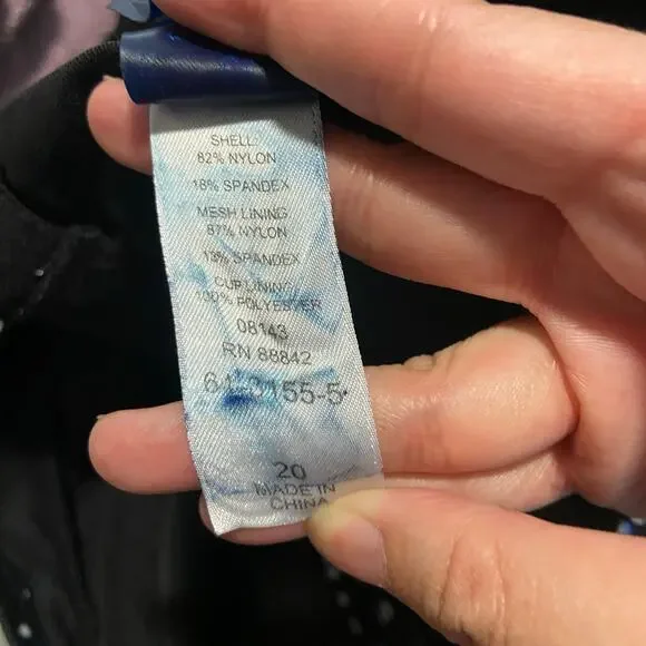 Swimsuits for All Size 20 Black White & Blue Polka Dot Underwire Tankini Top - Picture 3 of 8